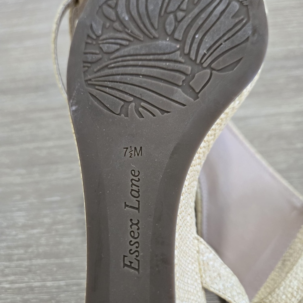 Essex Lane Beige Wedge Sandals - Picture 3 of 5